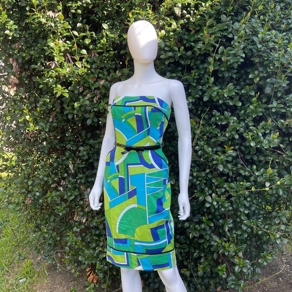 💋MAGGY London 70’s Psychedelic Funky Vintage Look Strapless Dress Size 10 - Picture 9 of 12